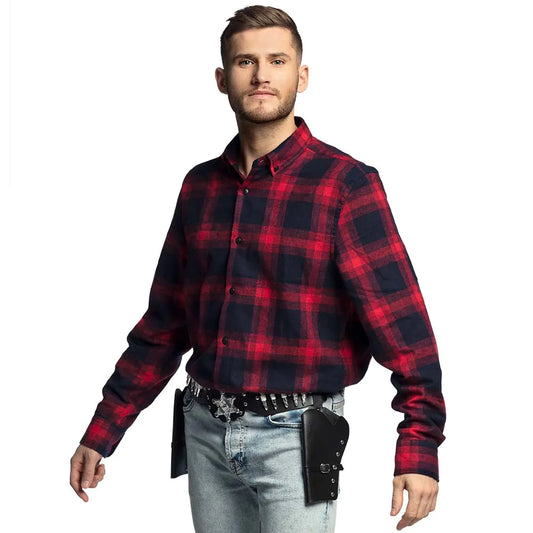 Zweifacher Cowboy-Halfter aus PU-Leder in braun und schwarz, verstellbar für 125 cm Taille.