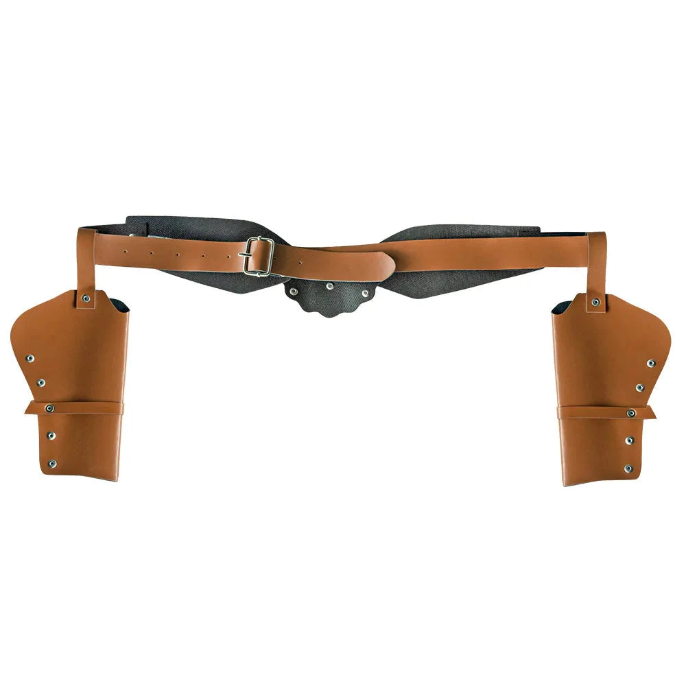 Braunes Cowboy-Holster aus echtem Leder mit verstellbarem 125 cm Gürtel und Doppel-Slot.