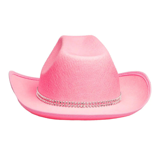 Pink glitzernder Cowboyhut mit Pailletten und verstellbarem Innenband für Damen und Teens.