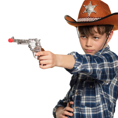 Boland Cowboy Revolver Pistole Silber – 30cm Metall-Look Requisite - Fasnacht24.ch