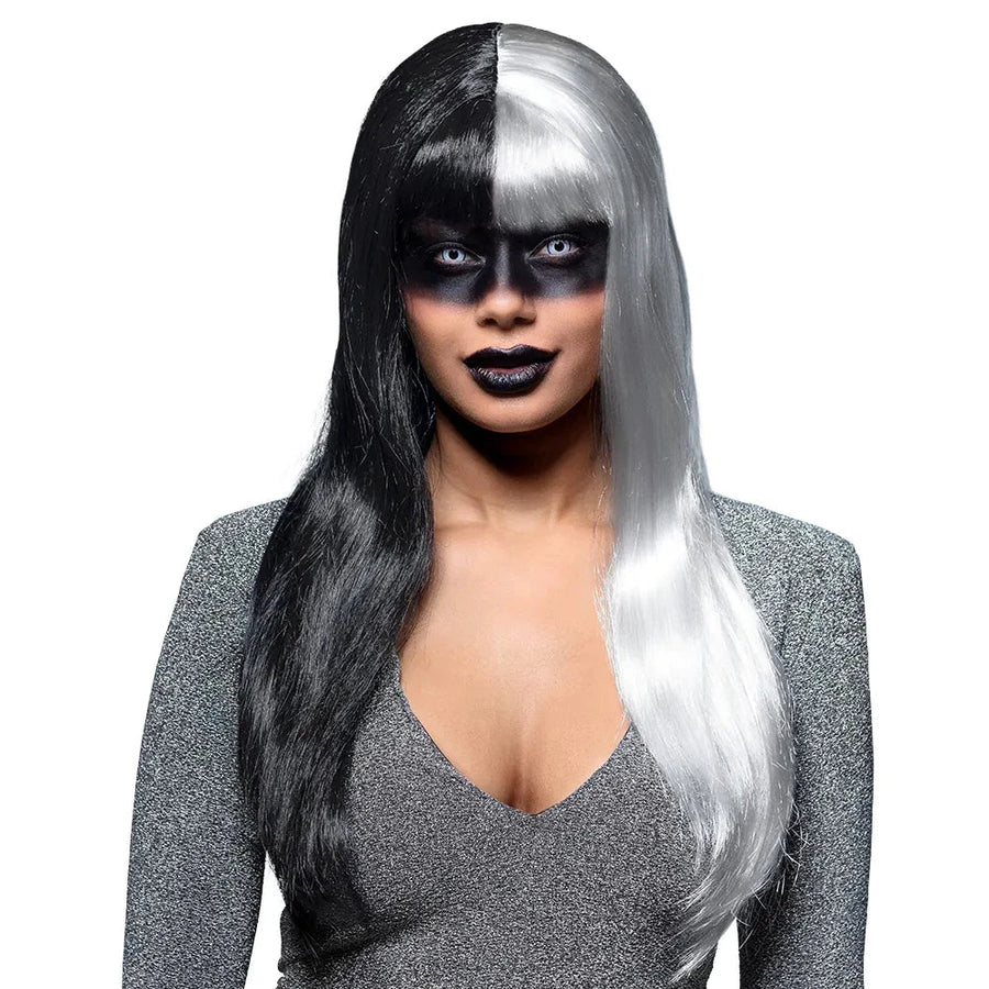 Damenperücke Boland Evil Temptress – Schwarz-Weiß, Lang & Glatt - Fasnacht24.ch