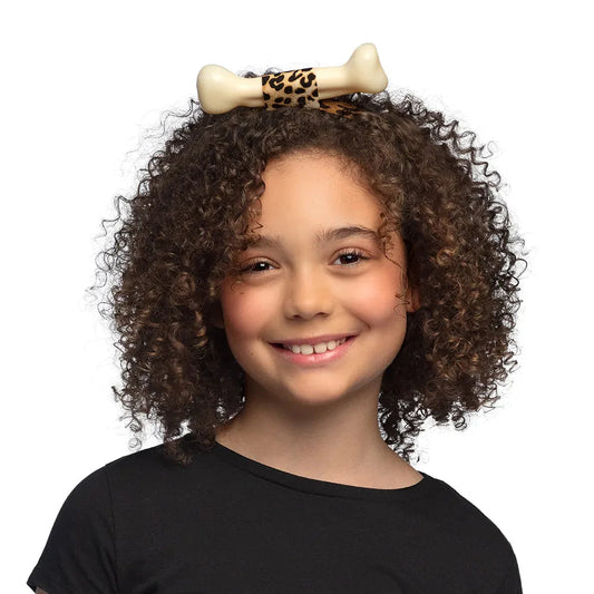 Leopardenmuster Haarreif mit Knochen, ideal für Kostümpartys und Veranstaltungen.
