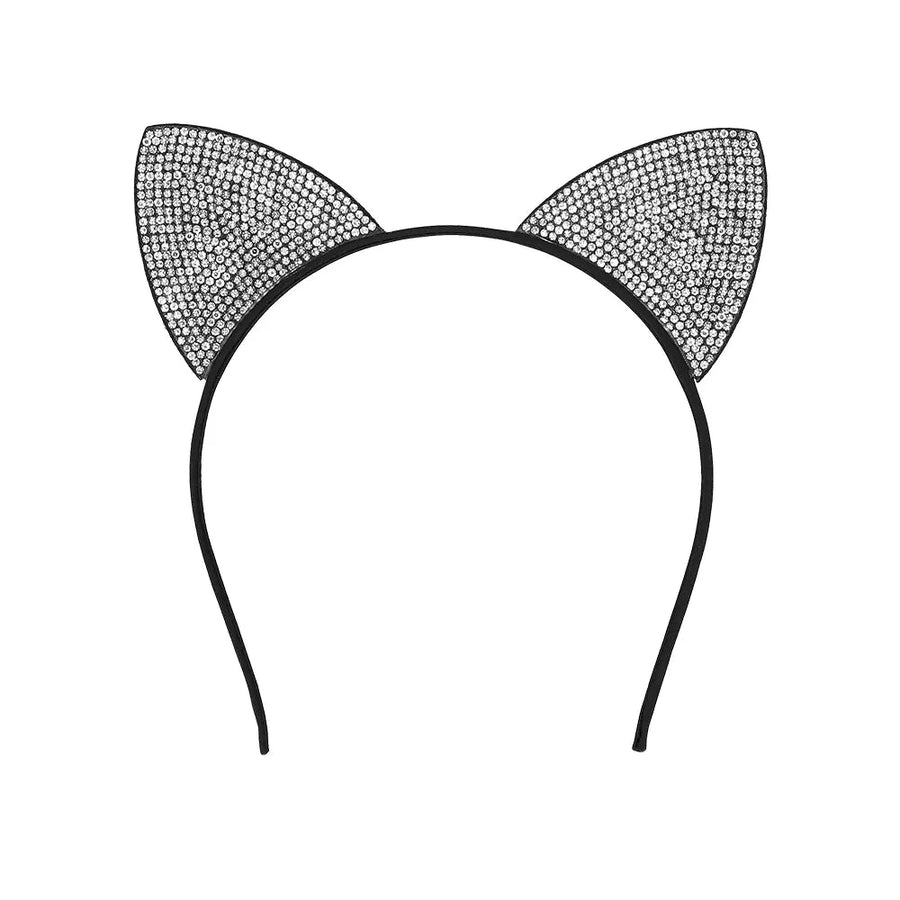 Katzenohren Haarreif Mit Strass – Boland Elegantes Diadem Accessoire - Fasnacht24.ch