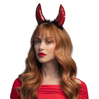 Boland She-Devil Haarreif – Rote Teufelshörner für Halloween & Karneval - Fasnacht24.ch
