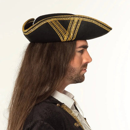Boland Dreispitz Piratenhut – Fortune Gold Filz – Verstellbar - Fasnacht24.ch