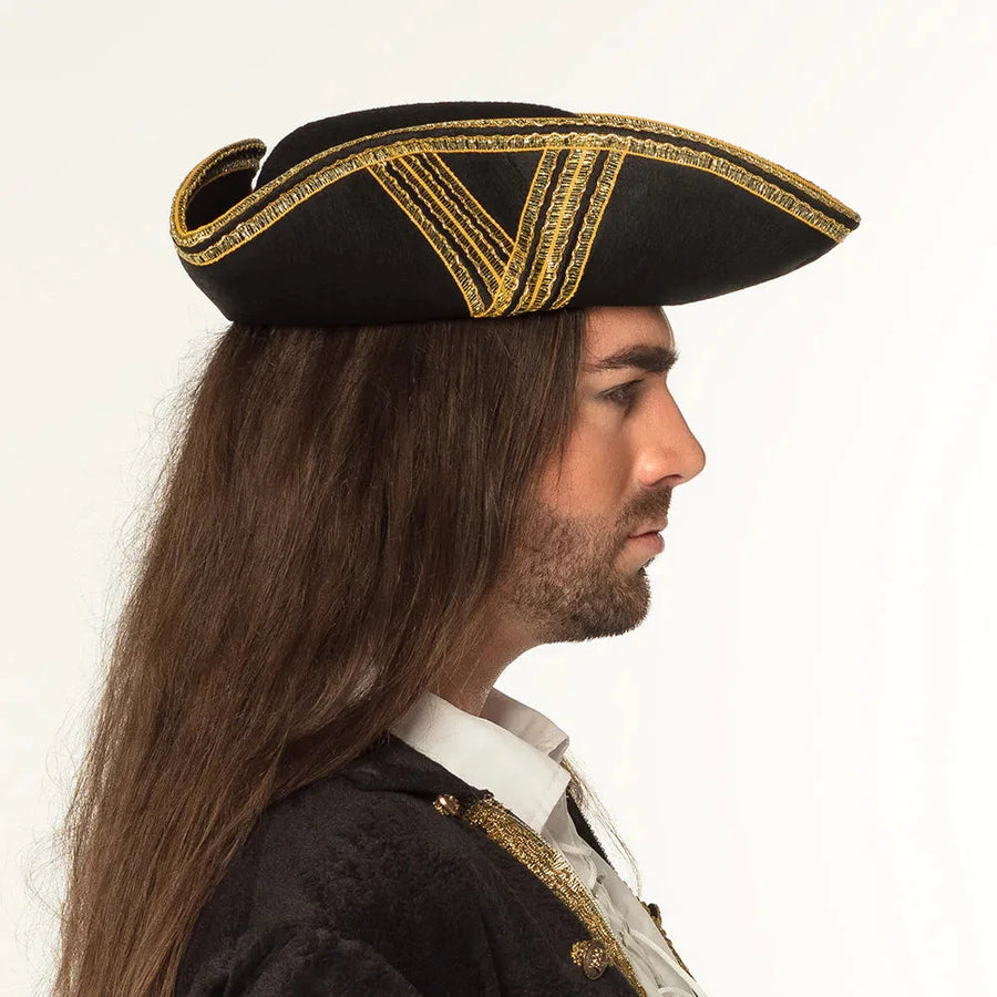 Boland Dreispitz Piratenhut – Fortune Gold Filz – Verstellbar - Fasnacht24.ch