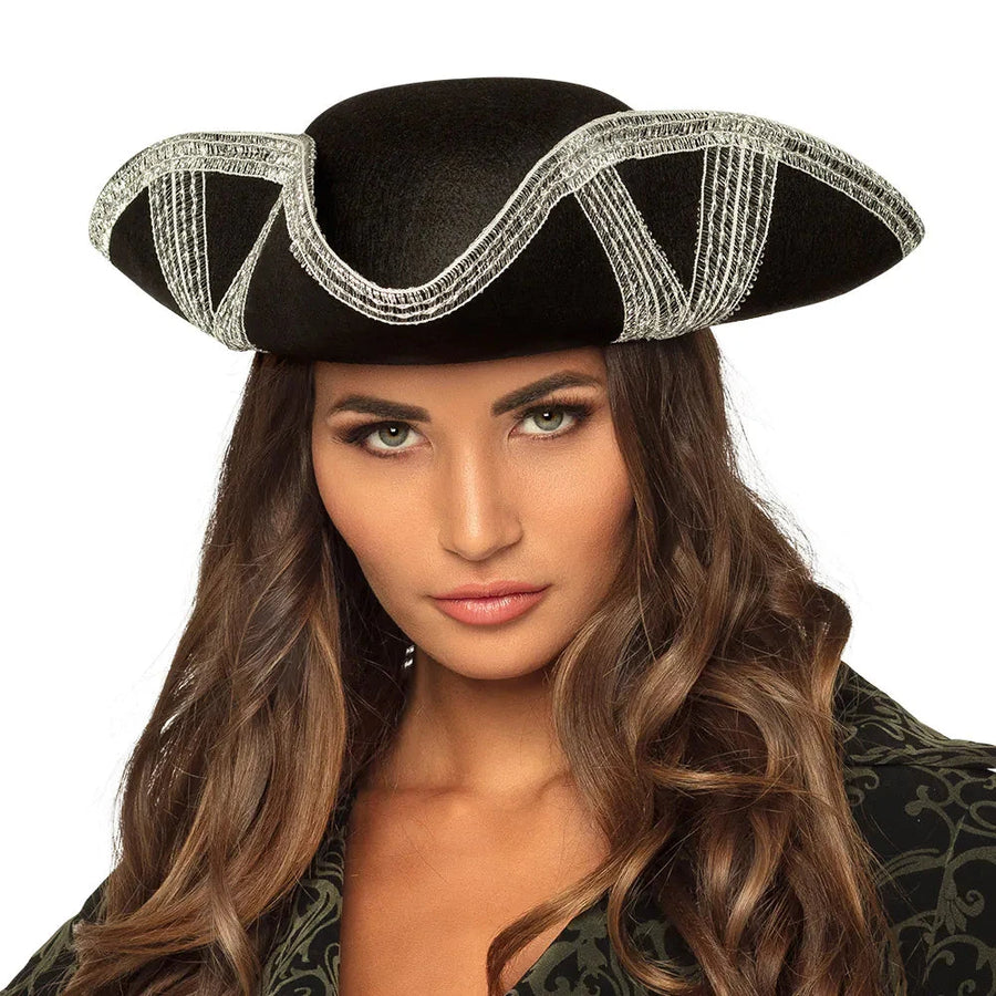 Boland Dreispitz Piratenhut – Royal Fortune Deluxe Schwarz Samt Goldbesatz - Fasnacht24.ch