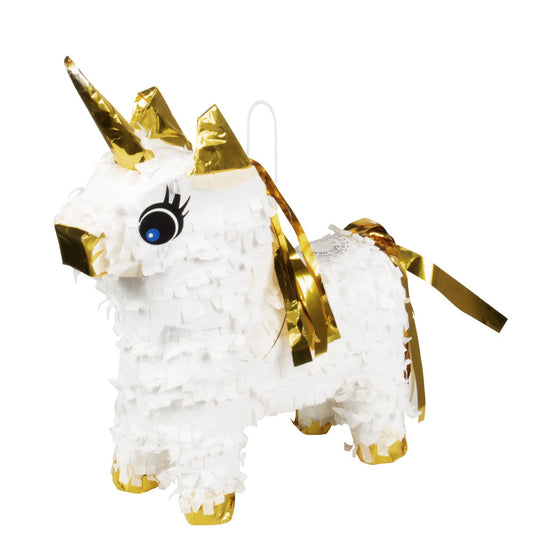 Mini Piñata Einhorn Weiß Gold – Boland 21x17 cm Partydeko - Fasnacht24.ch