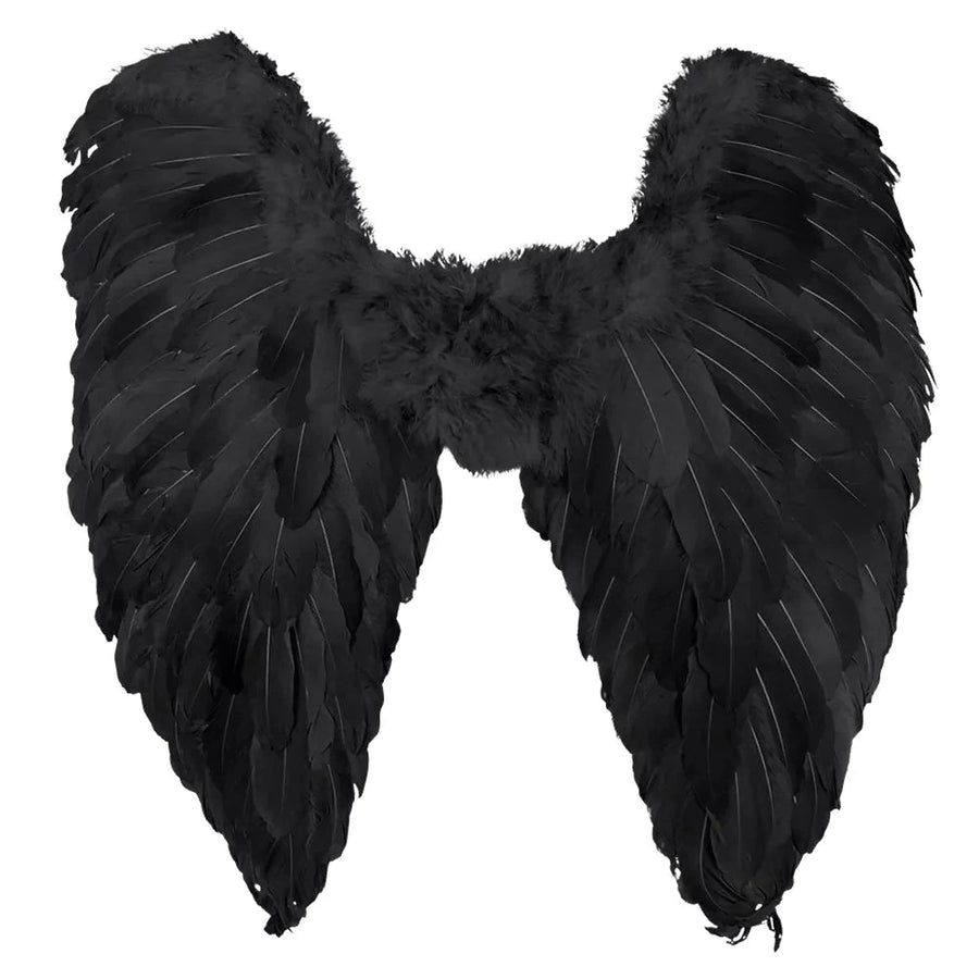 Boland Schwarze Engel Flügel – Gefaltete Feder Kostüm Accessoire 65cm - Fasnacht24.ch