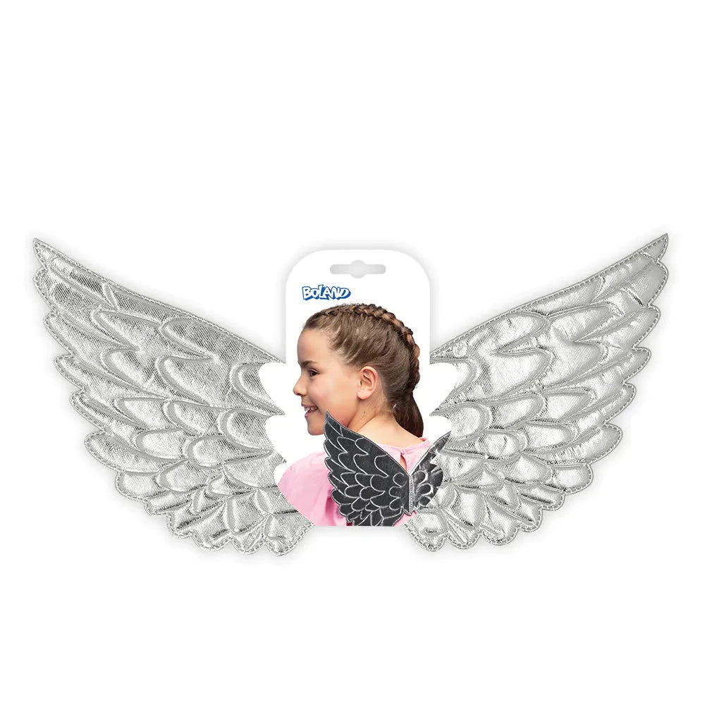 Silberne Engelflügel für Kinder, leicht und schimmernd, ideal für Fasching.