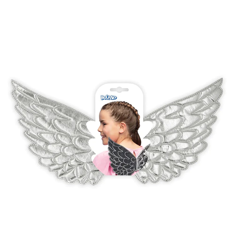Boland Engelflügel Aurora Silber – Kinder Kostüm Flügel 23x45 cm - Fasnacht24.ch