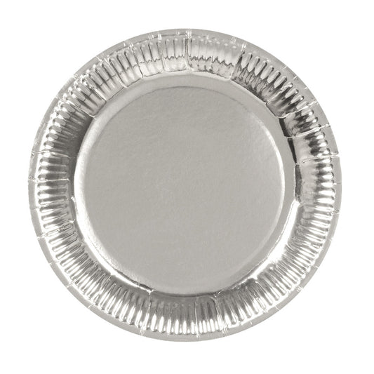 Boland Silber Papp-Teller 25cm – 6er Pack Einweg-Dinnerplatten - Fasnacht24.ch