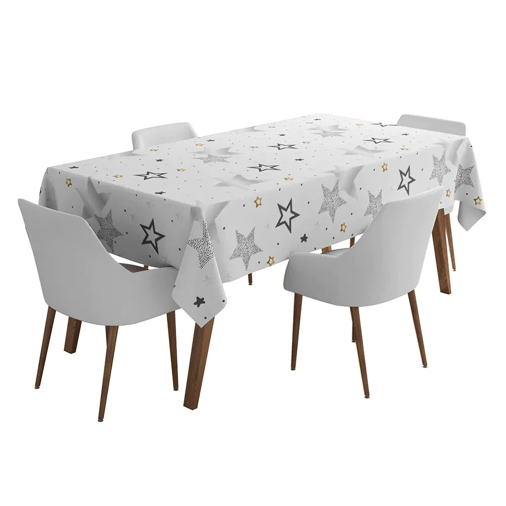 Folien-Tischdecke mit Happy Birthday Schriftzug in Silber, Gold und Schwarz, 120x180 cm