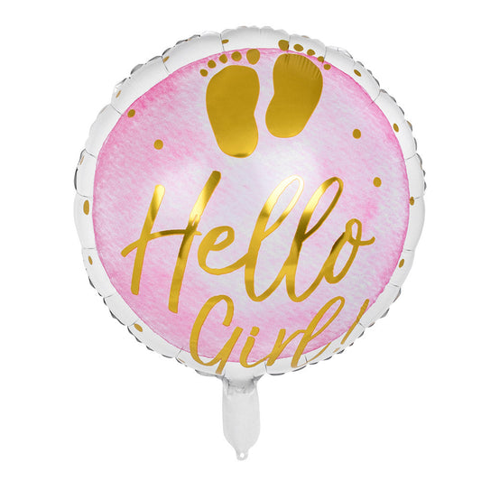Folienballon Hello Girl – Boland Baby Shower Balloon 45cm Pink - Fasnacht24.ch