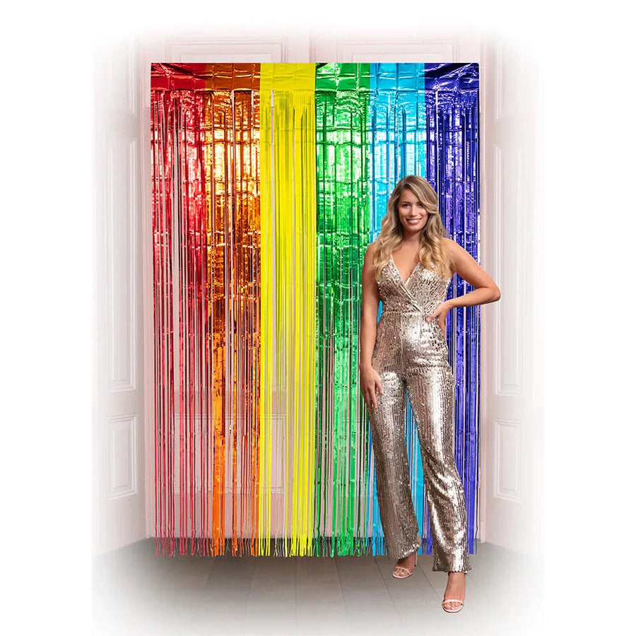Boland Metallic Regenbogen Folienvorhang – 2m x 1m Party Dekoration - Fasnacht24.ch