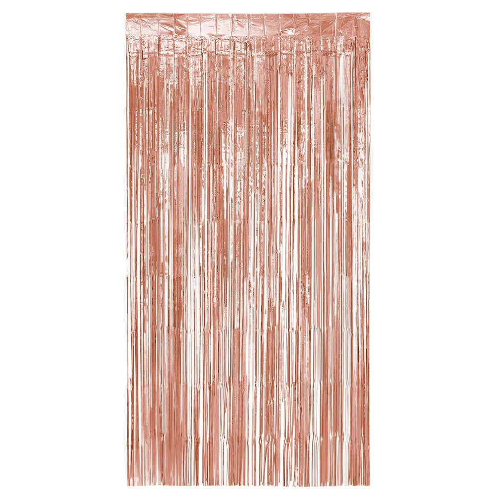 Rosegold Metallic Folienvorhang, 200x100 cm, mit glänzendem Schimmer für festliche Anlässe.