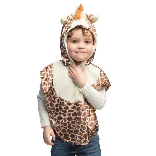 Kuscheliger Kinderponcho in Giraffen-Design mit Kapuze und Ohren für 3-4 Jahre.