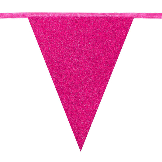 Glitter Wimpelkette Neon Pink – Boland 6m Foil Partydeko - Fasnacht24.ch