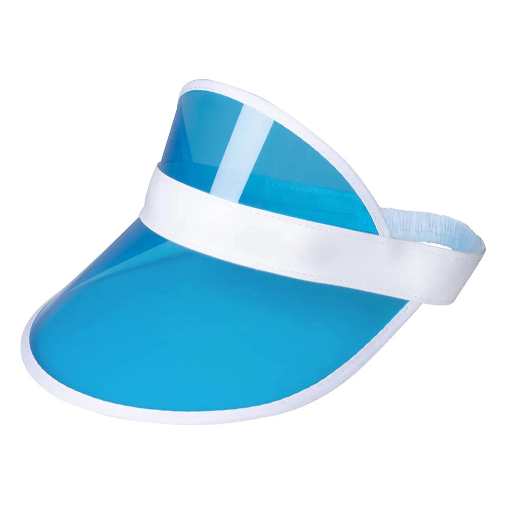 Beige Golf-Visier mit UPF 50+ Schutz und verstellbarem Klettverschluss für optimalen Sitz.