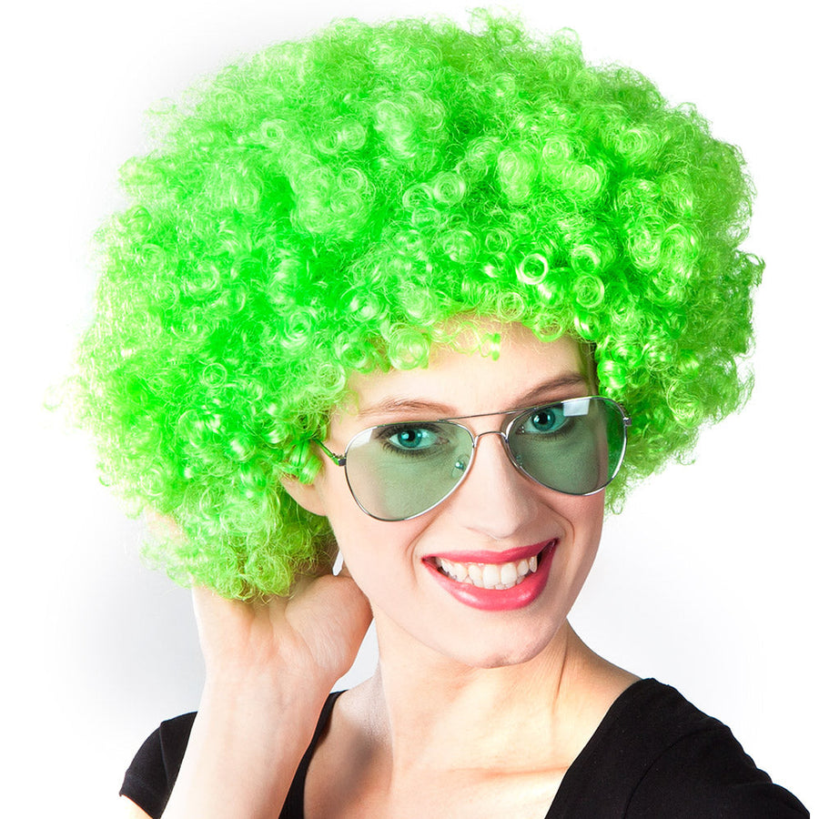 Boland Neon Grün Lockige Afro Perücke – Synthetisches Haar - Fasnacht24.ch – Detailansicht