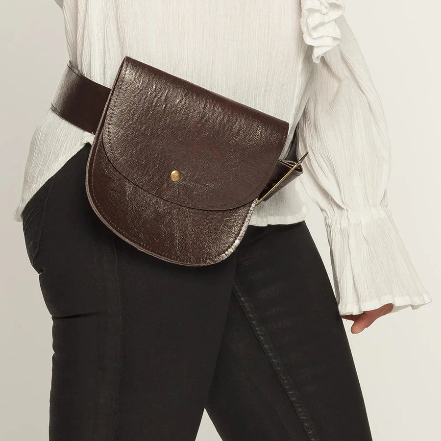 Boland Gürteltasche Braun Canvas – Veganes Leder, Verstellbarer Gürtel - Fasnacht24.ch