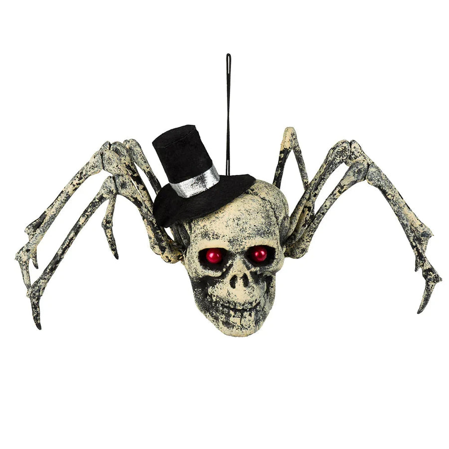 Spinnenschädel Mit Hut – Boland Halloween Deko Aus Polyresin, Kompakt - Fasnacht24.ch