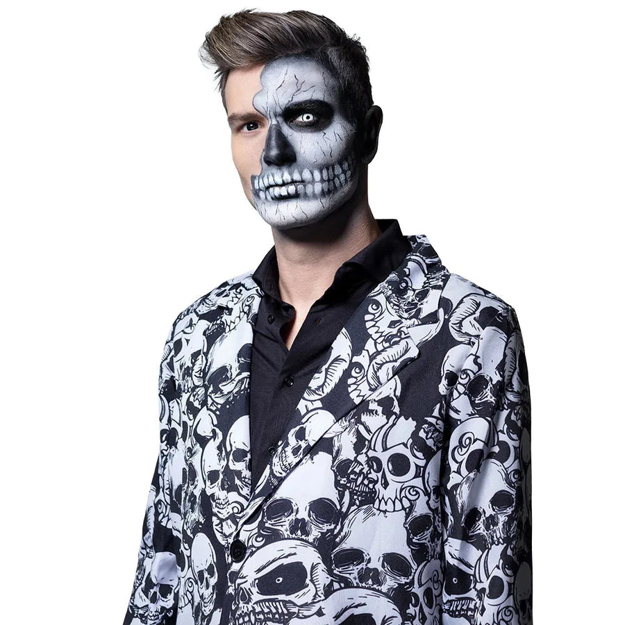 Boland Halloween Totenkopf Jacke schwarze Herren Skelettjacke – Detailansicht
