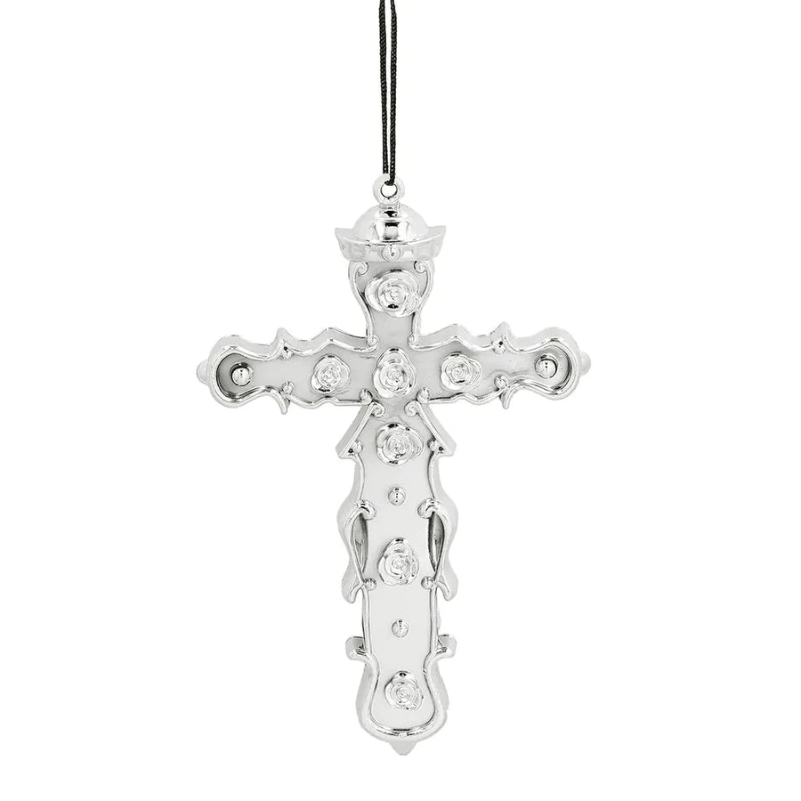 Priesterkreuz Halskette Silber mit kleinen Rosen - Fasnacht24.ch