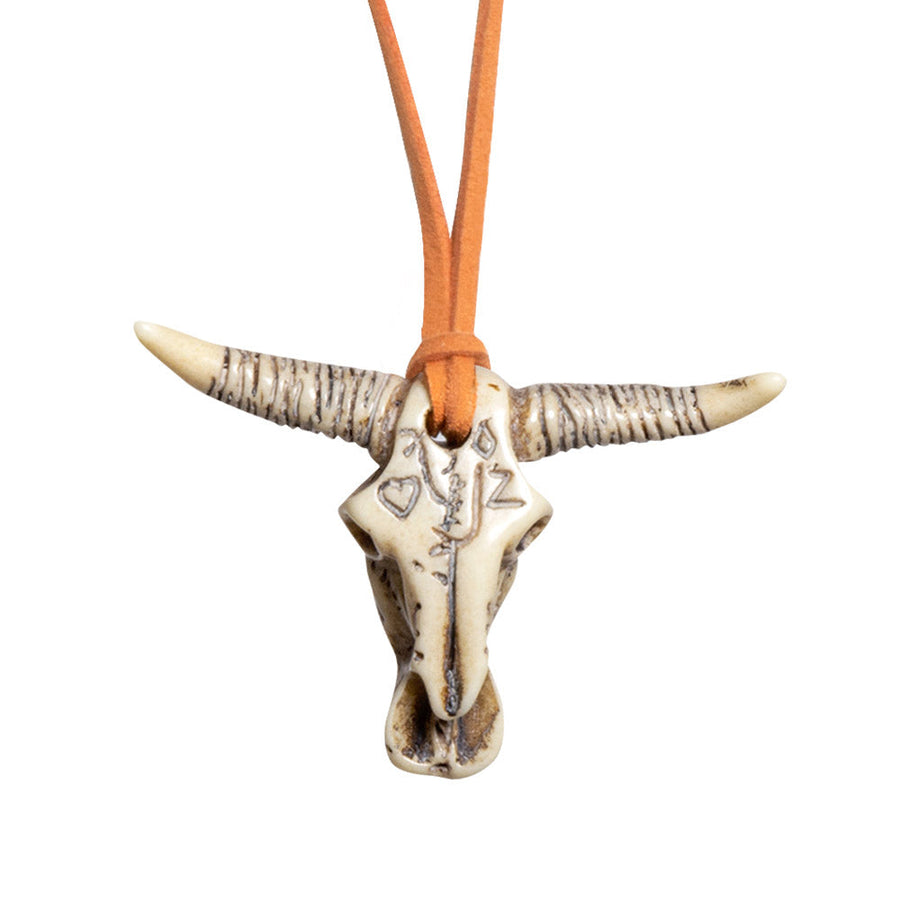 Boland Bull Horns Halskette Stier Hörner Anhänger Silber Zamak - Fasnacht24.ch – Detailansicht