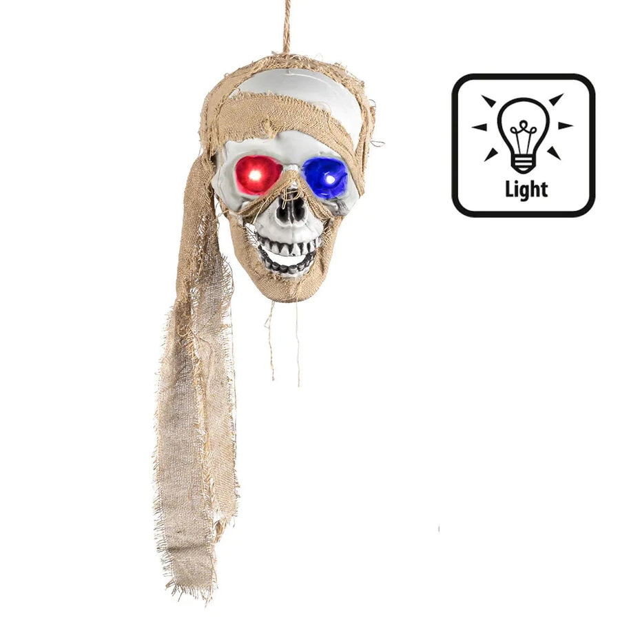 Animierter Piratenschädel Hängedekoration – Boland, LED Augen, 53 cm - Fasnacht24.ch