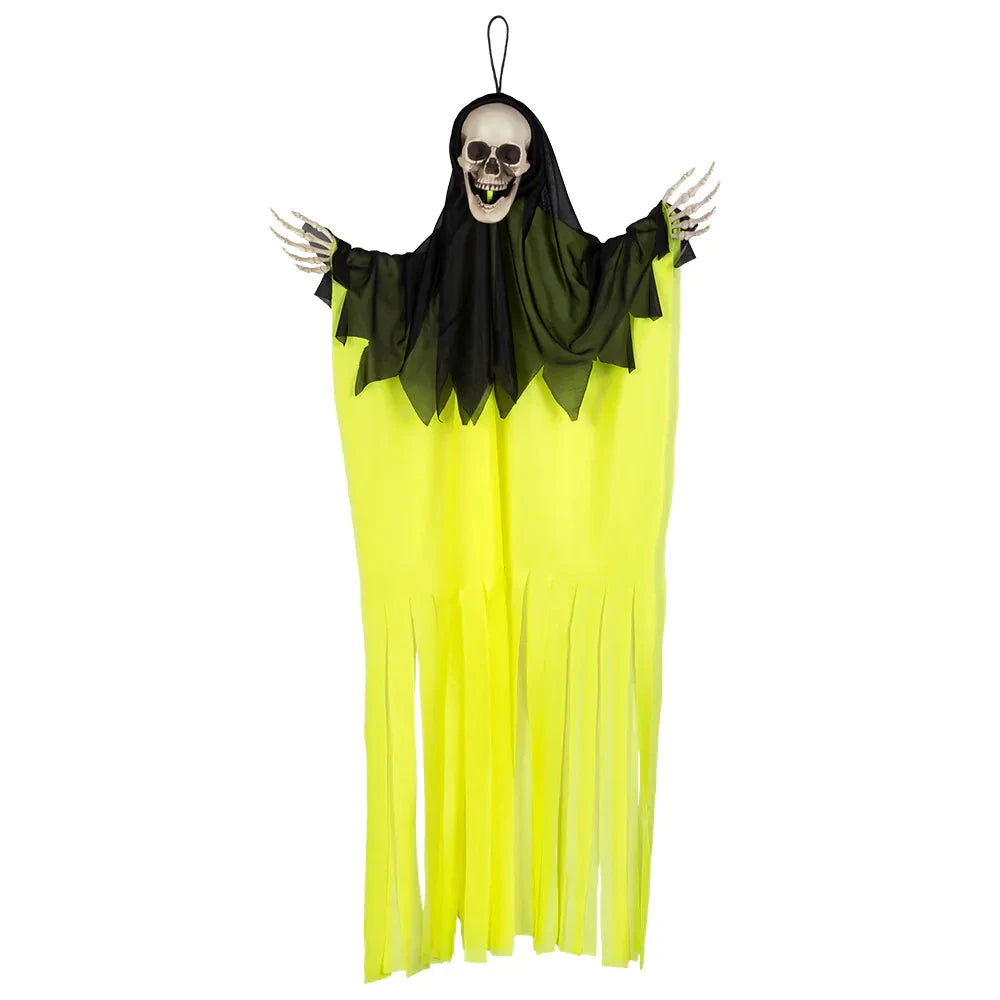 Boland Neon Schädel Hängedekoration – 4 Farben, 90 cm Halloween Deko - Fasnacht24.ch