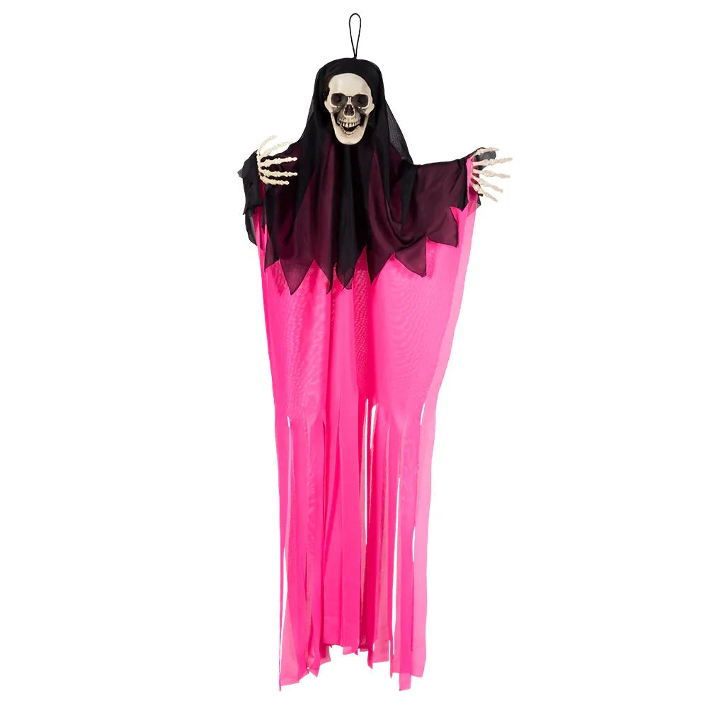 Boland Neon Schädel Hängedekoration – 4 Farben, 90 cm Halloween Deko - Fasnacht24.ch