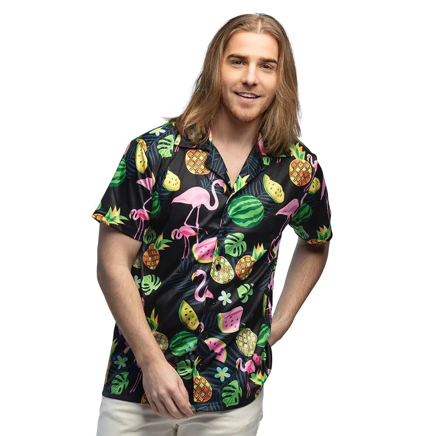 Boland Hawaiihemd Swinging Flamingo – Herren Hemd Aus Baumwollmix, Flamingo-Print - Fasnacht24.ch