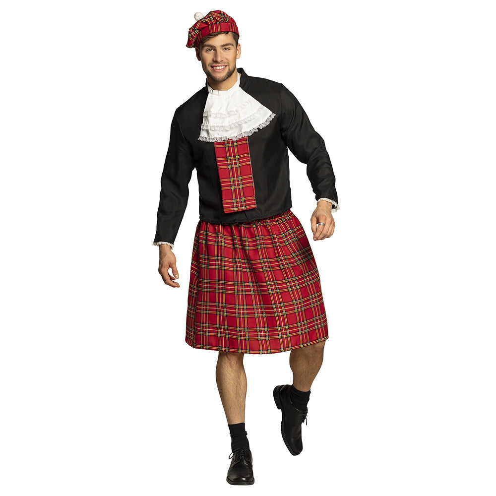 Boland Scottish Herren Kostüm – Polyester Kilt Tartan & Barett Hemd - Fasnacht24.ch