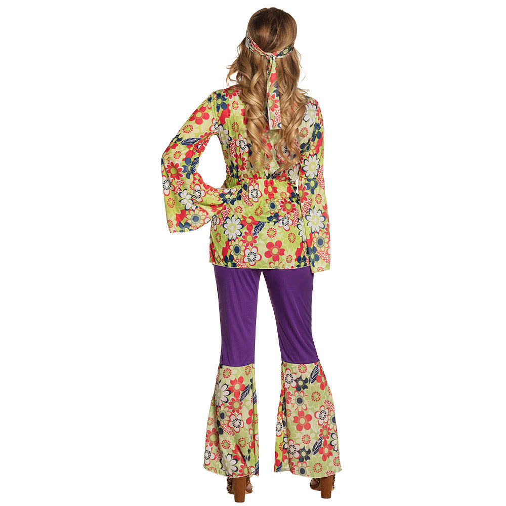 Boland Hippie Blossom Damenkostüm – 70er Jahre Kleid & Weste, Größe M - Fasnacht24.ch