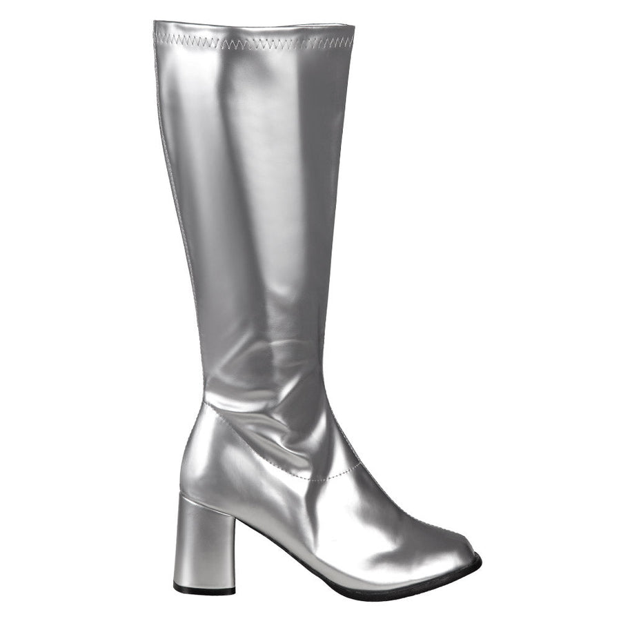 Patent Leder Hippie Stiefel – Boland Silber 8 cm Blockabsatz - Fasnacht24.ch – Produktansicht