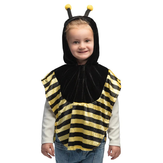 Boland Kinder Honigbiene Poncho in Gelb mit Kapuze und freundlichem Bienen-Gesicht.