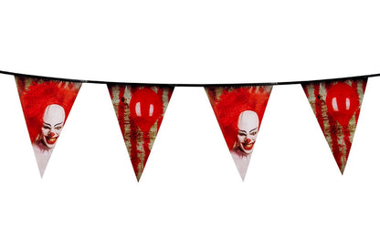 Halloween Wimpelkette – Boland Horrorclown Girlande 6 Meter Polyester – Produktansicht