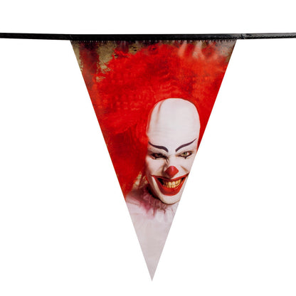 Halloween Wimpelkette – Boland Horrorclown Girlande 6 Meter Polyester – Detailansicht