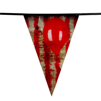 Halloween Wimpelkette – Boland Horrorclown Girlande 6 Meter Polyester – Seitenansicht