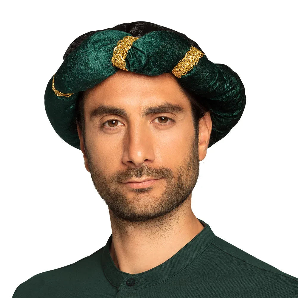 Goldener Sultan Murad Turban aus Brokat mit metallischem Besatz, inspiriert vom Osmanischen Hof