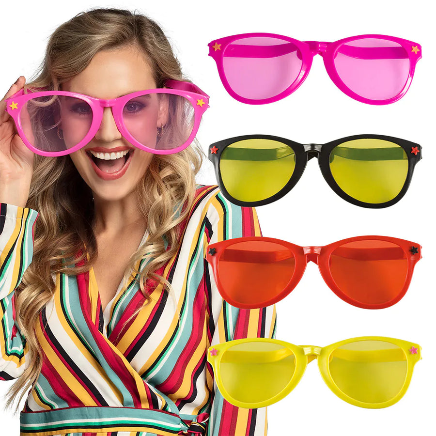 Partybrille XXL – Boland Jumbo Brille in Pink, Rot, Schwarz oder Gelb - Fasnacht24.ch