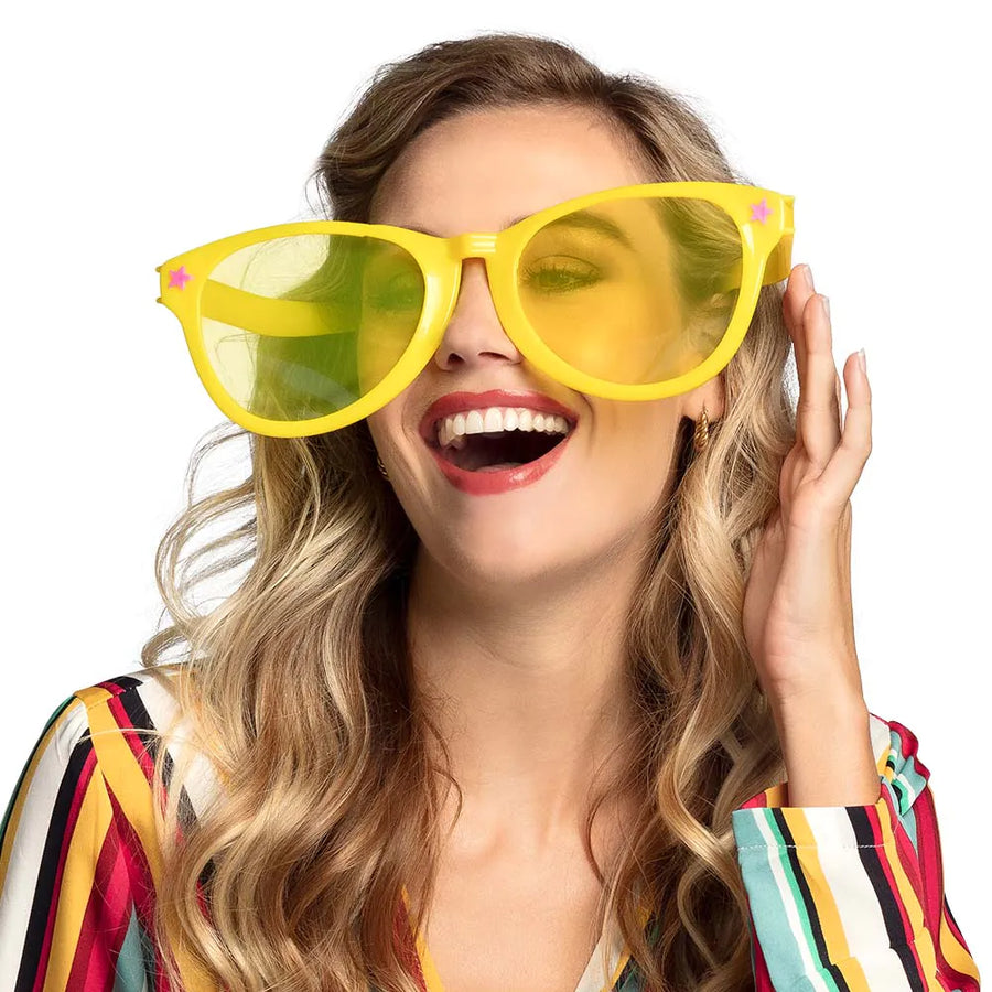 Partybrille XXL – Boland Jumbo Brille in Pink, Rot, Schwarz oder Gelb - Fasnacht24.ch