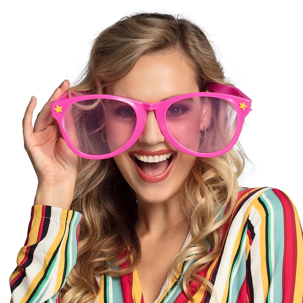 XXL Partybrille in Blau, Rot, Grün oder Gelb aus leichtem Kunststoff mit klaren Gläsern