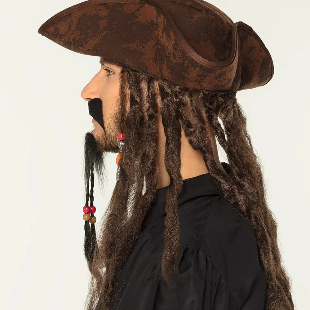 Boland Karibik Piraten Spitzbart – Schwarzer Goatee mit Perlen & Schnurrbart - Fasnacht24.ch