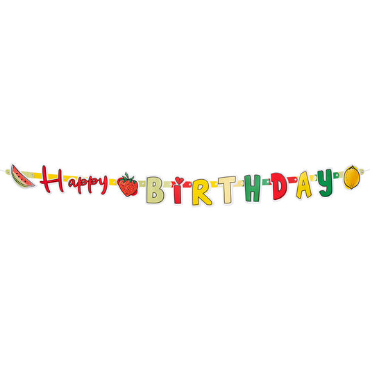 Boland Karton Buchstabengirlande Fruit Happy Birthday – 300 cm Reusable - Fasnacht24.ch