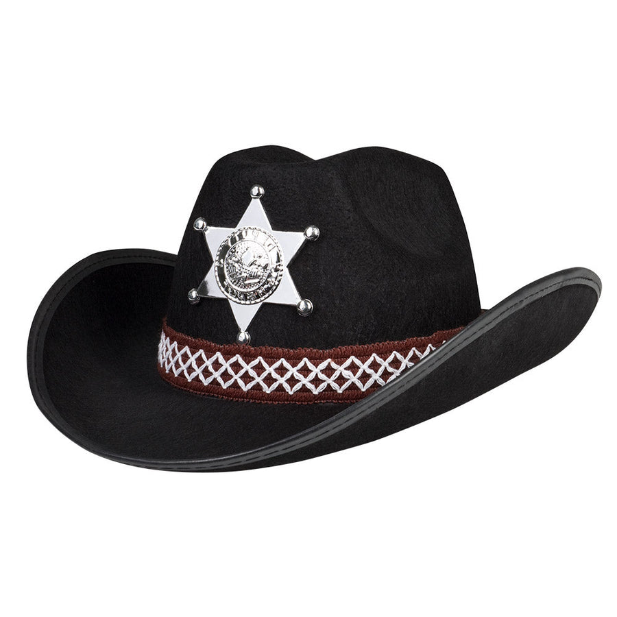 Boland Sheriff Cowboyhut Kinderhut Schwarz – Leichter Filzhut Junior – Detailansicht
