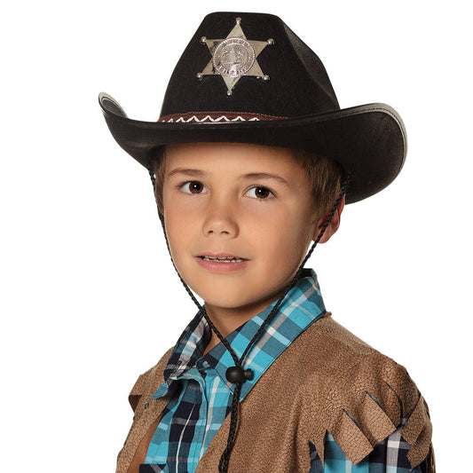 Boland Sheriff Cowboyhut Kinderhut Schwarz – Leichter Filzhut Junior - Fasnacht24.ch