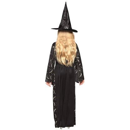 Kinderkostüm Hexenkostüm Boland – Schwarzes Satin A-Linien Kleid - Fasnacht24.ch