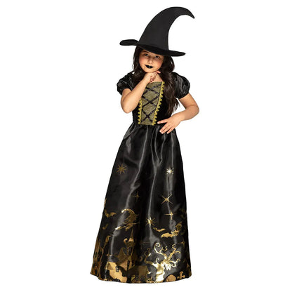 Hexenkostüm Mädchen Boland Spooky Witch – Schwarz Mit Kürbis-Motiv Und Hut - Fasnacht24.ch
